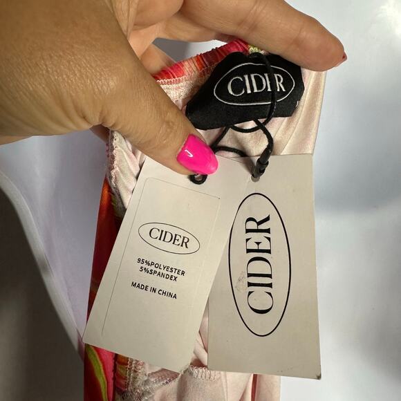 NWT Cider Psychedelic Marble Print Halter Mini Dress – Orange Pink Green XL - Picture 10 of 12